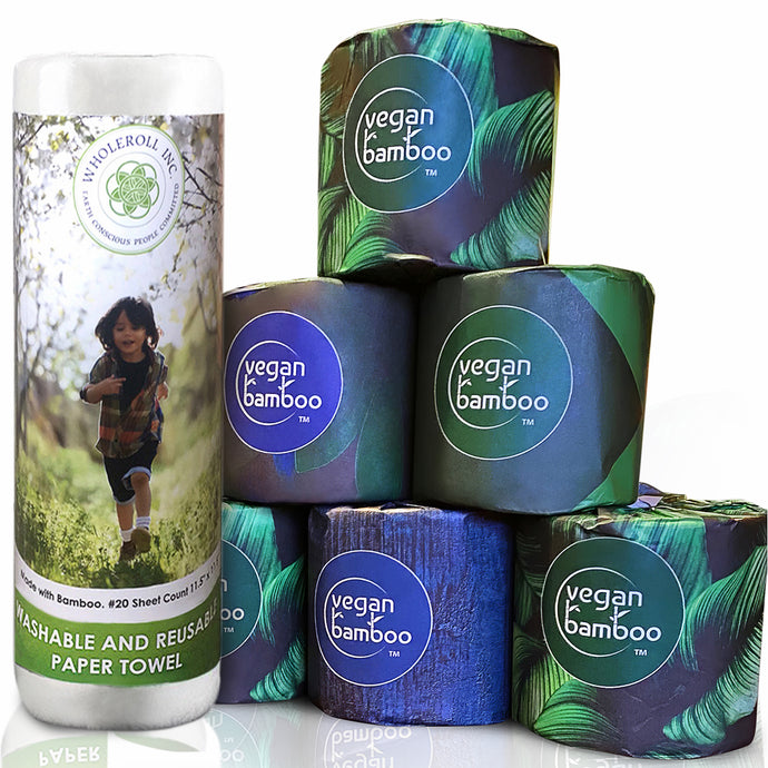 VEGAN BAMBOO Toilet Paper and Reusable Paper Towel Bundle