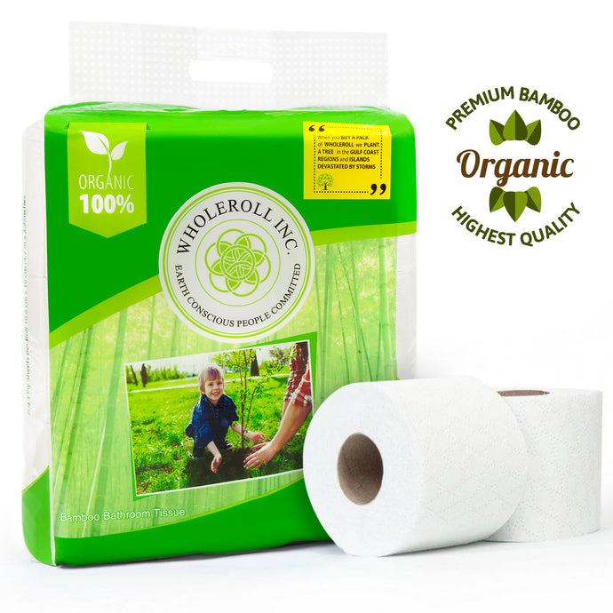 WHOLEROLL Bamboo Toilet Paper, Soft and Chemical Free, Tree Free Organic Bathroom Tissue, #18 Roll Count