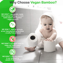 VEGAN BAMBOO Toilet Paper - 100% Organic Bath Tissue, Cruelty Free, Earth Friendly Plastic Free #12 Roll Count